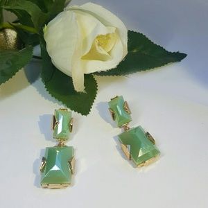 😍🆕 Square style pale turquese drop earings